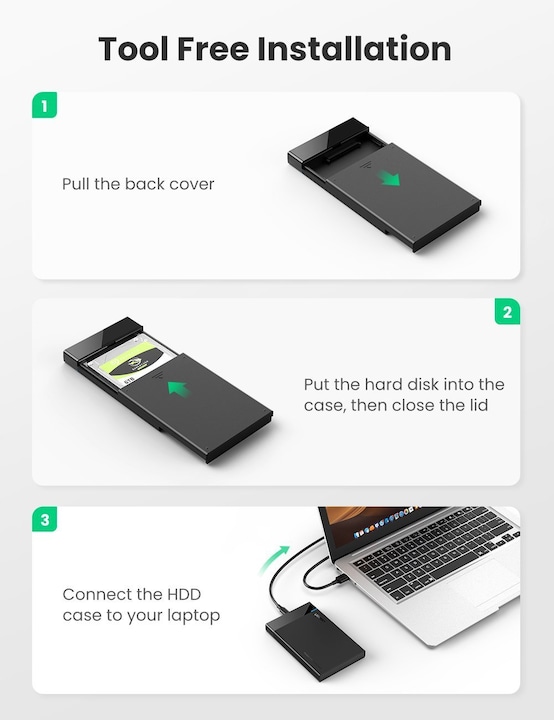 Productafbeelding Ugreen USB-C 3.1 naar 2,5" SATA harde schijf behuizing (6Gbps) (2.5")