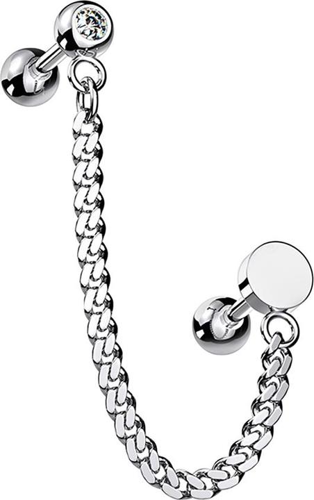 Produktbild Star Piercing Micro Barbell silber mit Anhänger Kette und Kreis (Messing, Chirurgenstahl 316L)