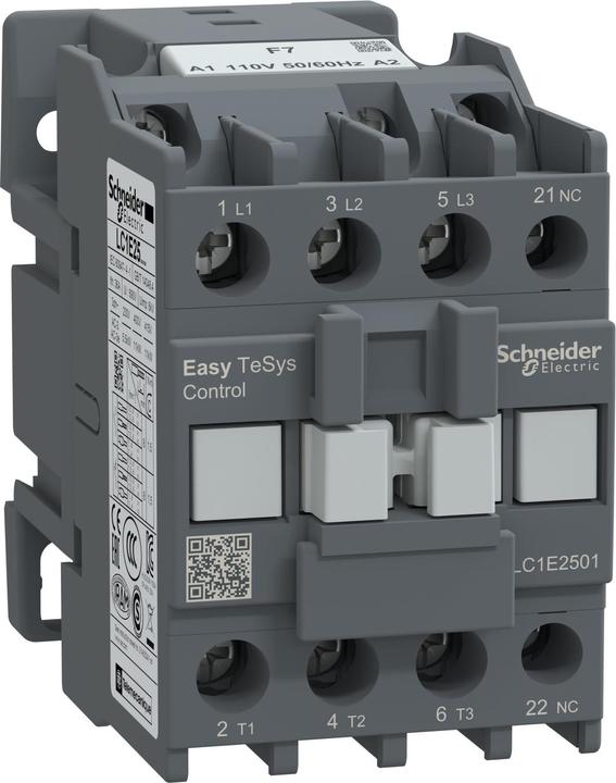 Actual product image Schneider Easy TeSys contactor 3P 25A 1NC 110V AC 50/60Hz LC1E2501F7