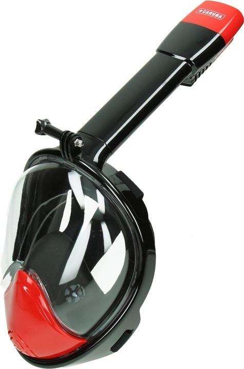 Actual product image Caruba Full Face Snorkel Masker Pro Extra Long + Action Cam Mount (Zwart + Rood S/M)