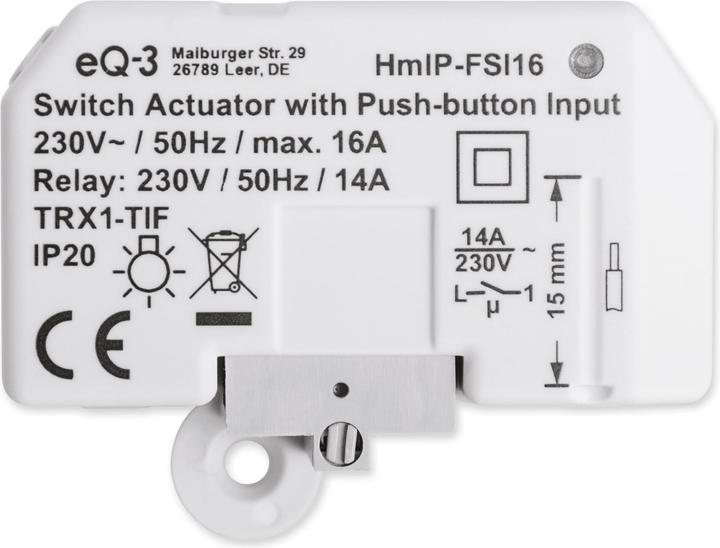 Actual product image Homematic IP Switch actuator with push-button input (16 A) (Switch actuator)