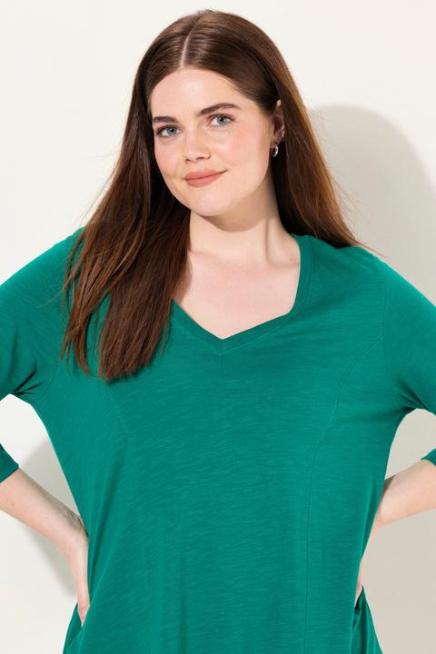 Produktbild Ulla Popken Shirt, Zipfelsaum, V-Ausschnitt, 3/4-Arm (42, 44)