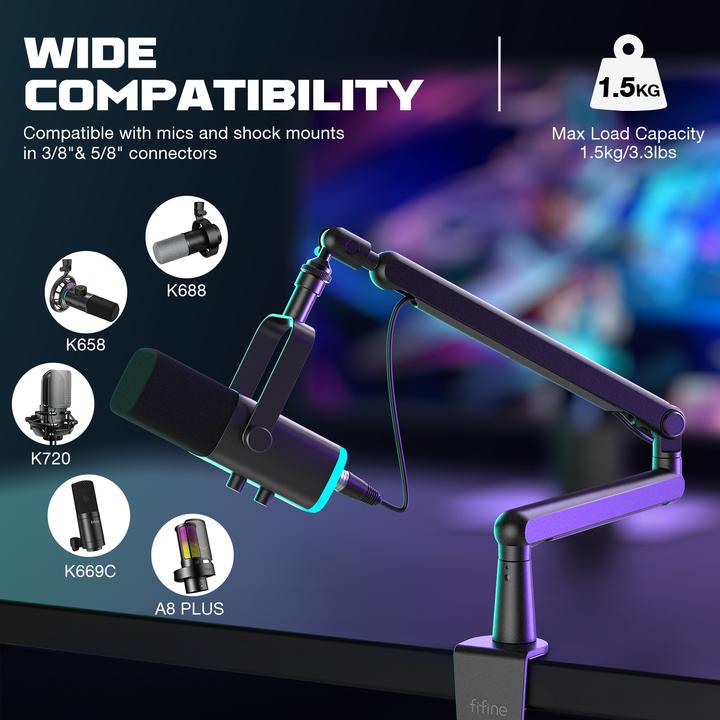 Image du produit Fifine - BM88 - Professionele Microfoon Arm - Boom Arm - In hoogte verstelbaar - 360