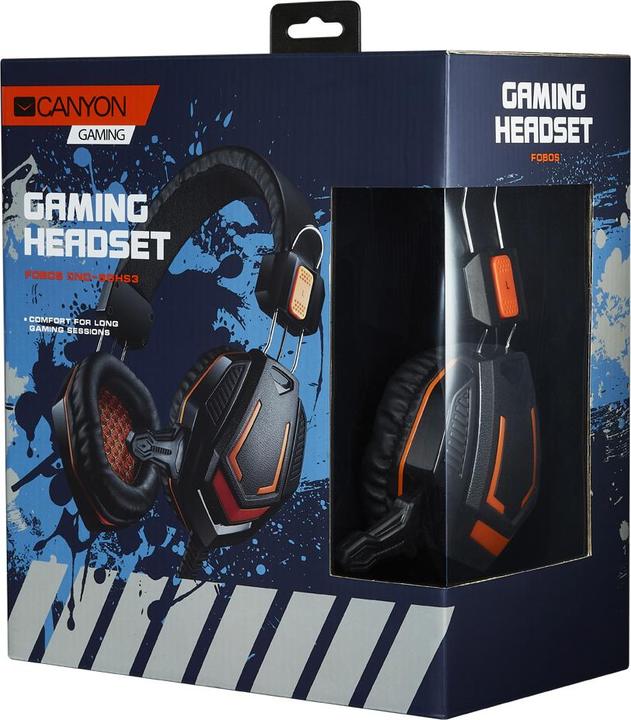 Produktbild Canyon Gaming Headset mit 3,5 mm Anschluss mit Mikrofon und Lautstärkeregler, Kabel 2 m, Schwarz CND (Kabelgebunden)