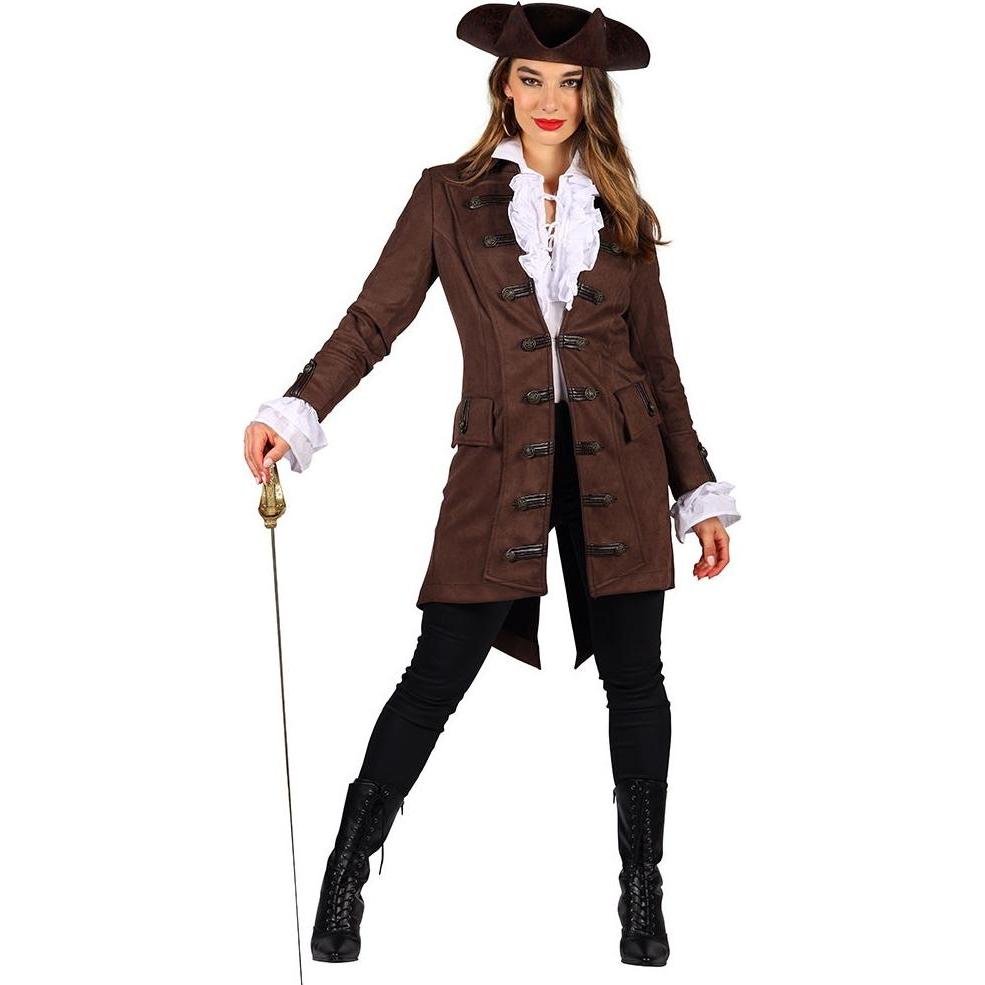 Thetru Damen Piraten Jacke Mary Read, braun (S)