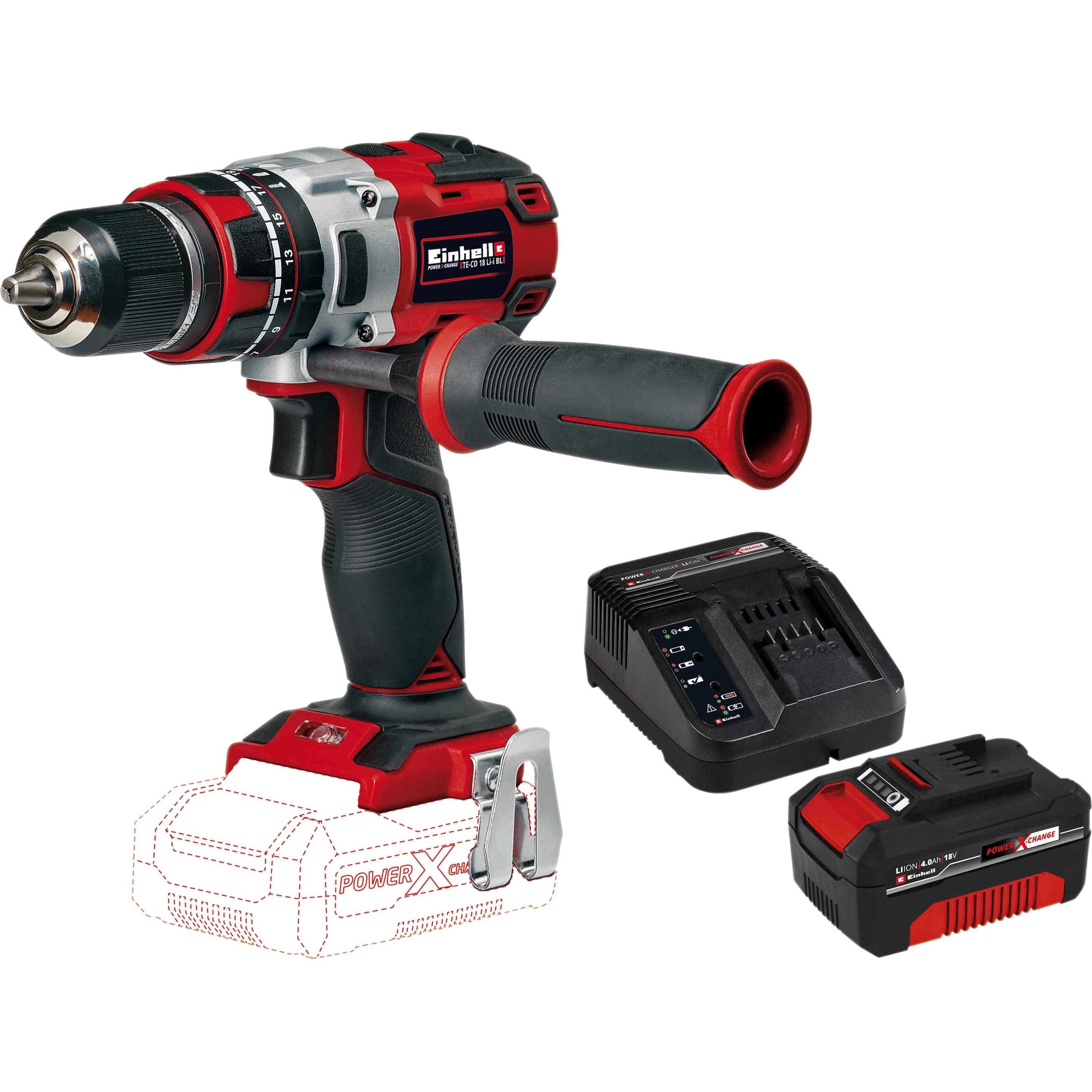 Einhell, Bohrmaschine + Akkuschrauber, Akku-Schlagbohrschrauber, TP-CD 18 Li Brushless Kit (1x 4,0 Ah) (Akkubetrieb)