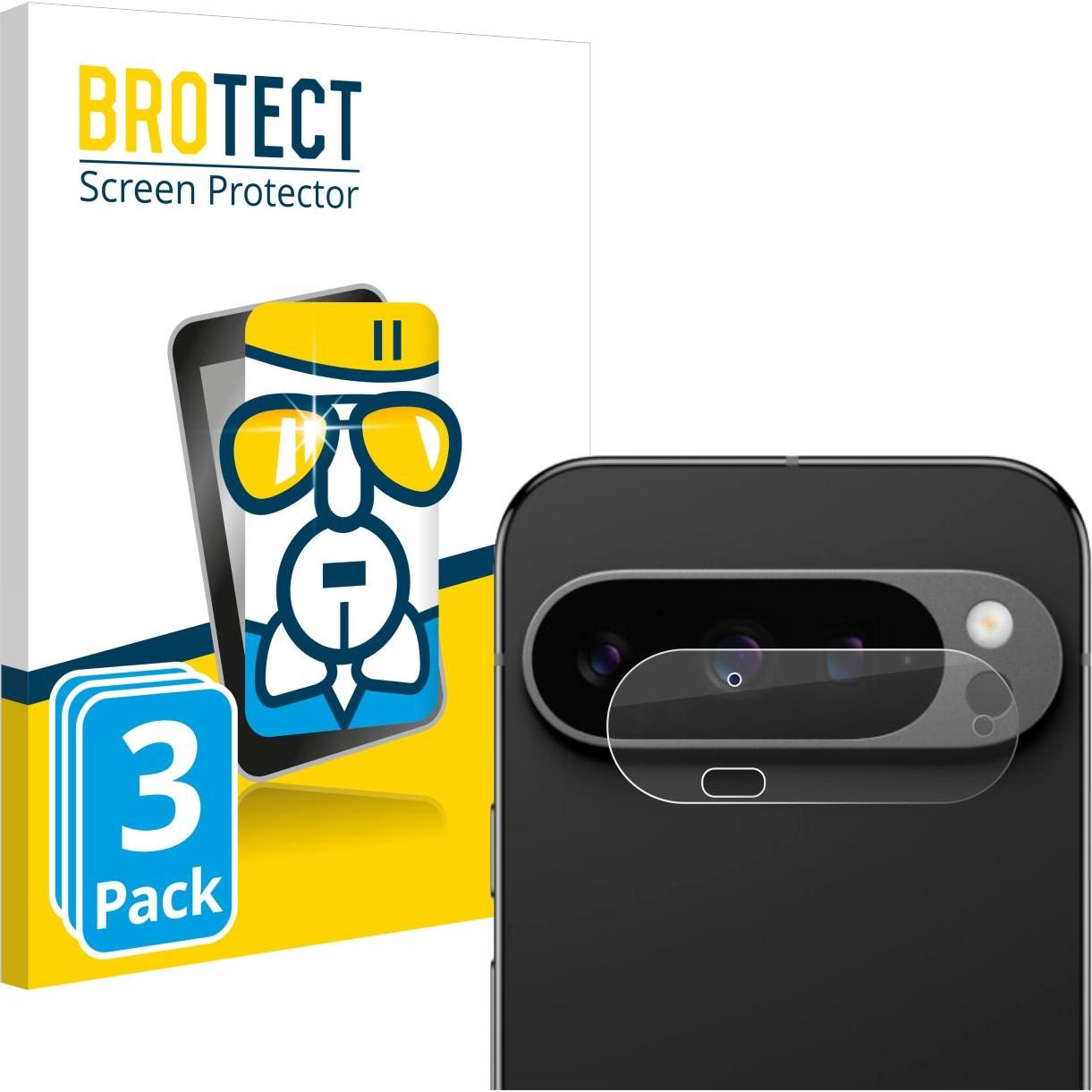 BROTECT Schutzglas Schutzfolie Glas Folie Displayschutz klar (3 Stück, Google Pixel 9 Pro), Smartphone Schutzfolie, Tran...