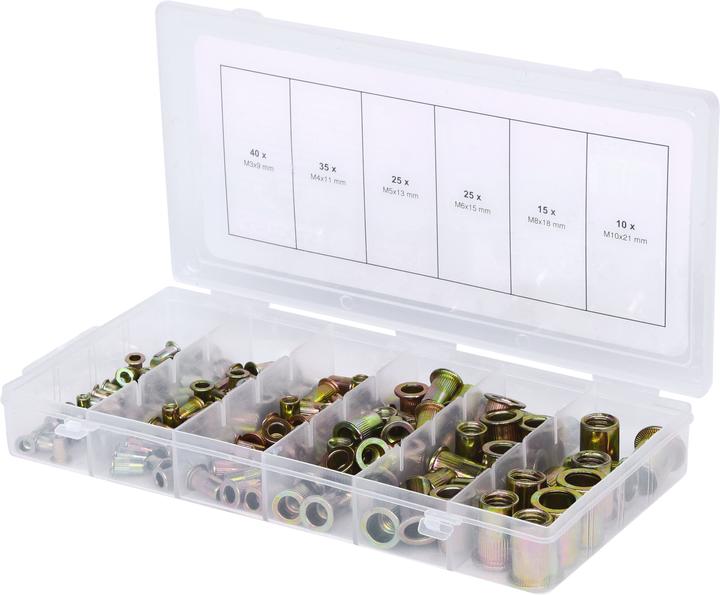 KS Tools Threaded rivets assortment, steel, M3x9mm-M10x21mm, 150 pcs