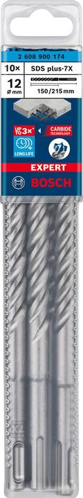 Image du produit Bosch Professional Zubehör Forets marteau EXPERT SDS plus-7X, 12 x 150 x 215 mm, 10 pcs. (12 millimètres)