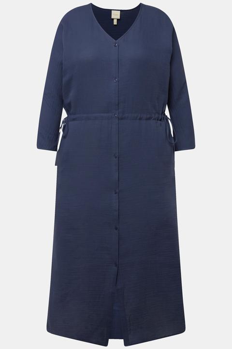 Produktbild Ulla Popken Bubble-Midikleid, V-Ausschnitt, 3/4-Arm (50, 52)
