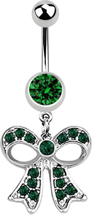 Image du produit Star Piercing Banane argent avec pendentif maille verte (Acier chirurgical 316L, sans laiton)