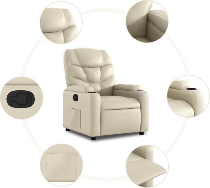 Actual product image vidaXL Relax armchair cream imitation leather,Colour: cream,Material