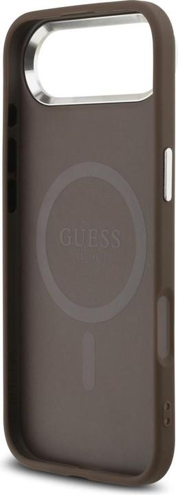 Produktbild Guess Case Magsafe 4G PU Leather Case With Triangle Logo And Silver Metal Camera Frame For iPhone 17 (Apple iPhone 17 Pro)