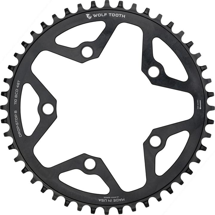 Actual product image Wolf Tooth Gravel/CX/Road chainring, 110 BCD, 5-hole, 48 t., black (48)