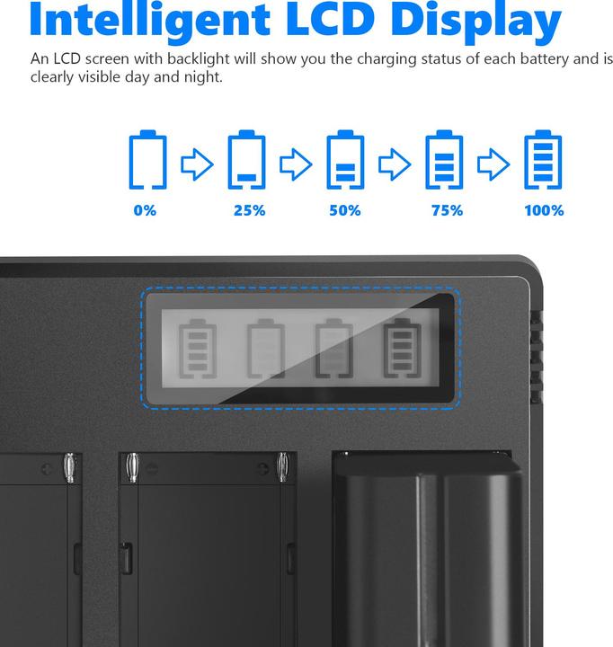 Actual product image Neewer 4-Channel LCD Display Battery Charger For F550/F750/F970 (Camera battery charger)