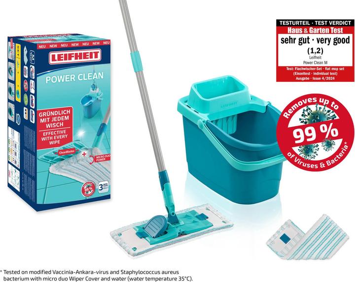 Produktbild Leifheit Set POWER CLEAN M mit 2x Ersatzbezug micro duo (2 Stk.)