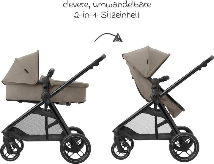 Actual product image Maxi-Cosi Zelia 3 Luxe Twillic Truffle Fr (Black glossy frame & Black Leather)