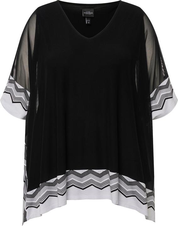 Immagine prodotto Ulla Popken Blusa con bordure a righe, scollo a V e mezze maniche (46, 48)