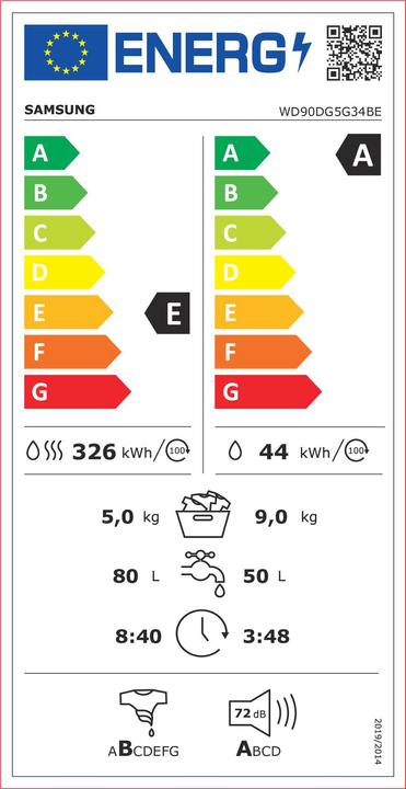 Etichetta energetica Samsung WD90DG5G34BE