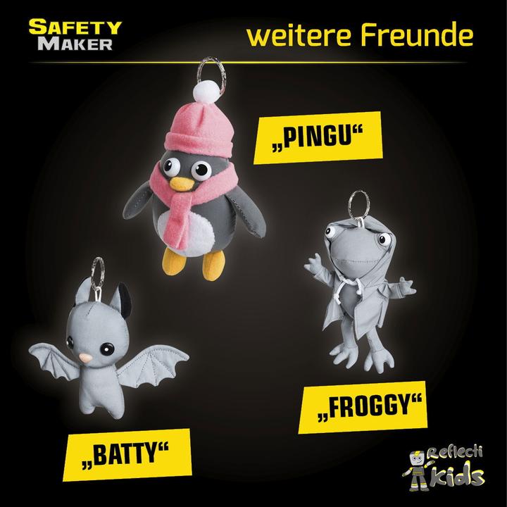 Actual product image SafetyMaker Soft pendant Pingu reflective