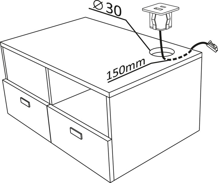 Produktbild Furnika Einbau USB-Charger schwarz 1xTYP-A + C (12 W)