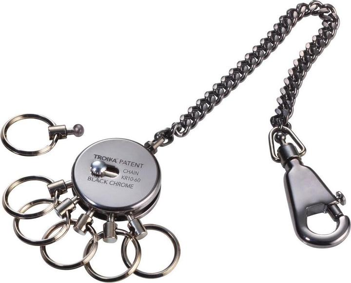 Actual product image Troika PATENT CHAIN key fob with chain, round, shiny grey