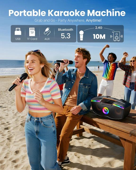Immagine prodotto Sorda Bluetooth-Karaoke-Maschine SD-219 mit 2 Mikrofonen (12 h)