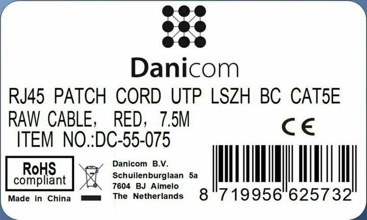 Produktbild Dsit CAT5e Netzwerkkabel, U/UTP, 7 meter, Rot, 100% Kupfer (U/UTP, CAT5e, 7 m)