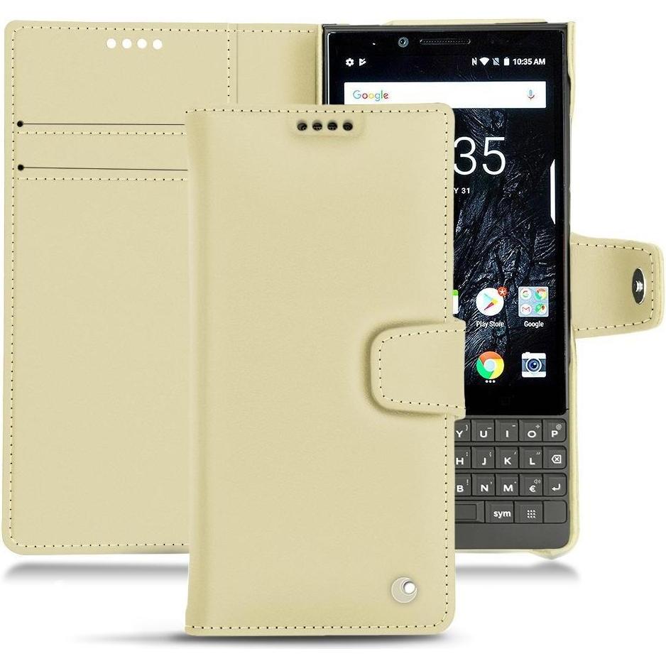 Noreve Lederschutzhülle Wallet (Blackberry KEY2), Smartphone Hülle, Beige