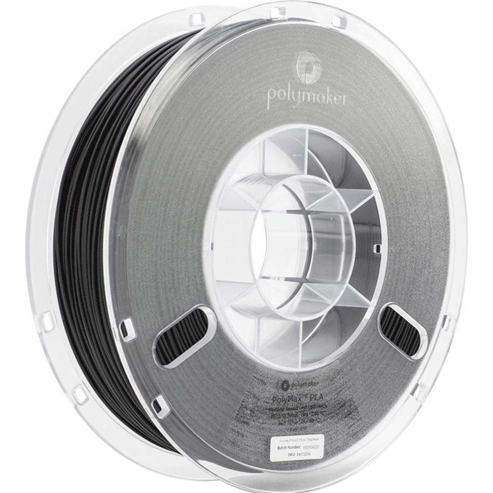 Polymaker PolyMax PLA V2 - True Black - 1.75mm (Tough PLA, 1.75 mm, 750 g, Schwarz), 3D Filament, Schwarz