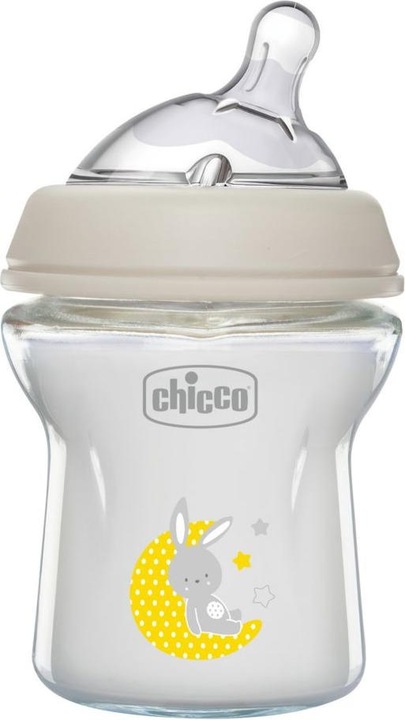 Actual product image Chicco Baby Bottle NATURAL FEELING Glass Teat Silicone Slow Flow UNI 0m+ (150 ml)