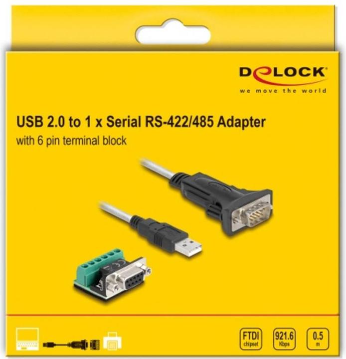 Actual product image Delock Adapter USB 2.0 Type-A to 1 x serial RS-422/485 plug (0.50 m)