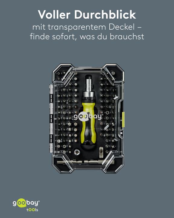 Produktbild Goobay Schraubendreher-Set mit 100-tlg. Bitsatz (Clutch, Tri-Wing)