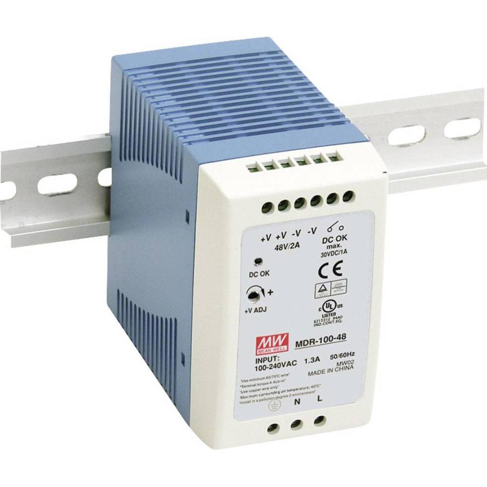 MeanWell, Alimentazione di sistema, AC-DC Industrial DIN rail power supply Output 12Vdc at 7.5A plastic case 100W