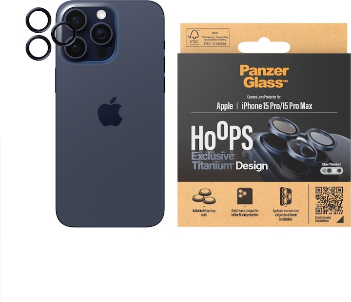 Actual product image PanzerGlass Hoops Camera Lens Protector (1 Piece, Apple iPhone 15 Pro Max, Apple iPhone 15 Pro)