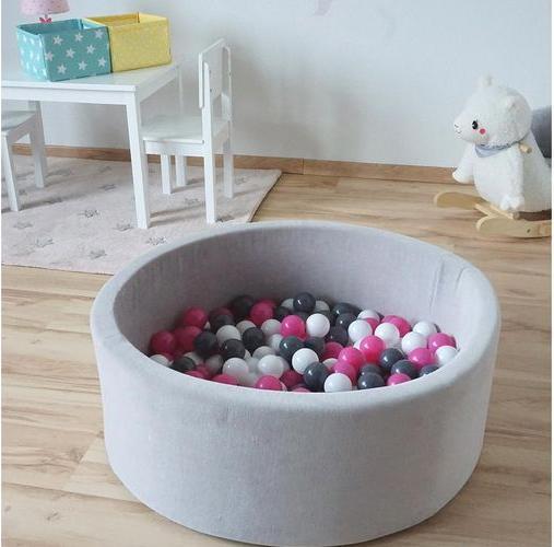 Actual product image Knorrtoys Ball pool soft - "Grey" - 300 balls cream/grey/rose (approx. 6cm diameter)