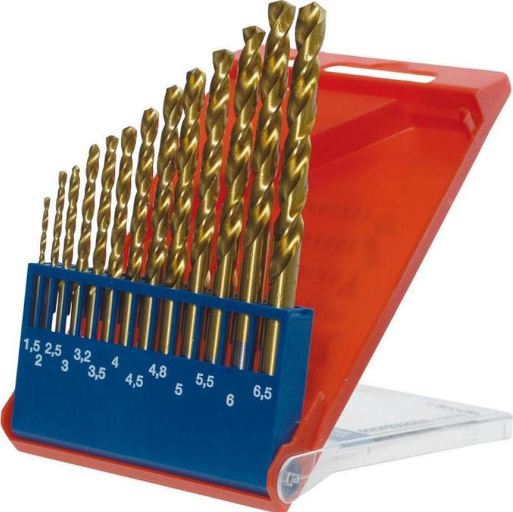 Produktbild kwb Titan Spiralbohrer Set 13-teilig (1.5 mm, 2 mm, 2.5 mm, 3 mm, 3.3 mm, 3.5 mm, 4 mm, 4.3 mm, 4.5 mm, 5 mm, 5.5 mm, 6 mm, 6.5 mm)