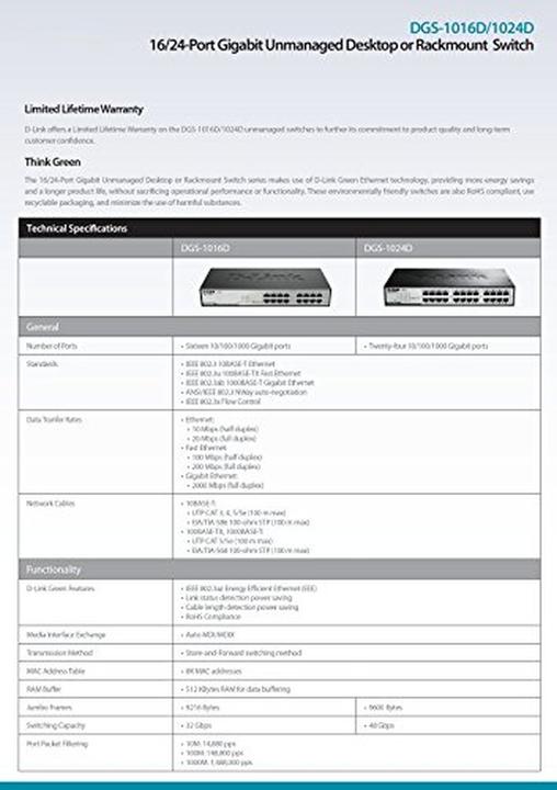Produktbild D-Link Dgs-1016d (16 Ports)