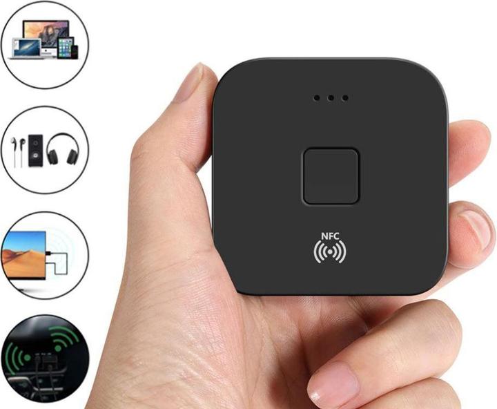 Actual product image Deltalabs 2in1 NFC Bluetooth 5.0 HD Audio Receiver mit 3.5mm Klinke / Cinch - Schwarz (Transmitter & Receiver)
