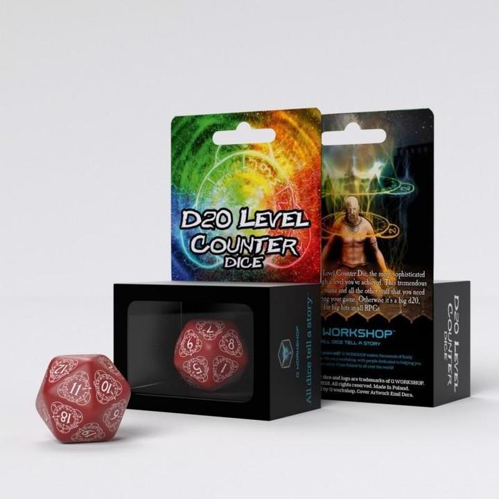 Actual product image Q Workshop 20LEV03 - D20 Level Counter red & white Die (1)