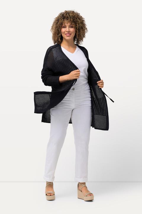 Produktbild Ulla Popken Strickjacke, Lochstrick, Oversized, V-Ausschnitt (58)