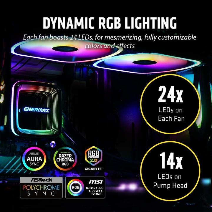 Actual product image Enermax AQUAFUSION ADV ARGB Snow White 240 AIO CPU Water Cooling Intel LGA1700 AM5 Ready,250W+ TDP