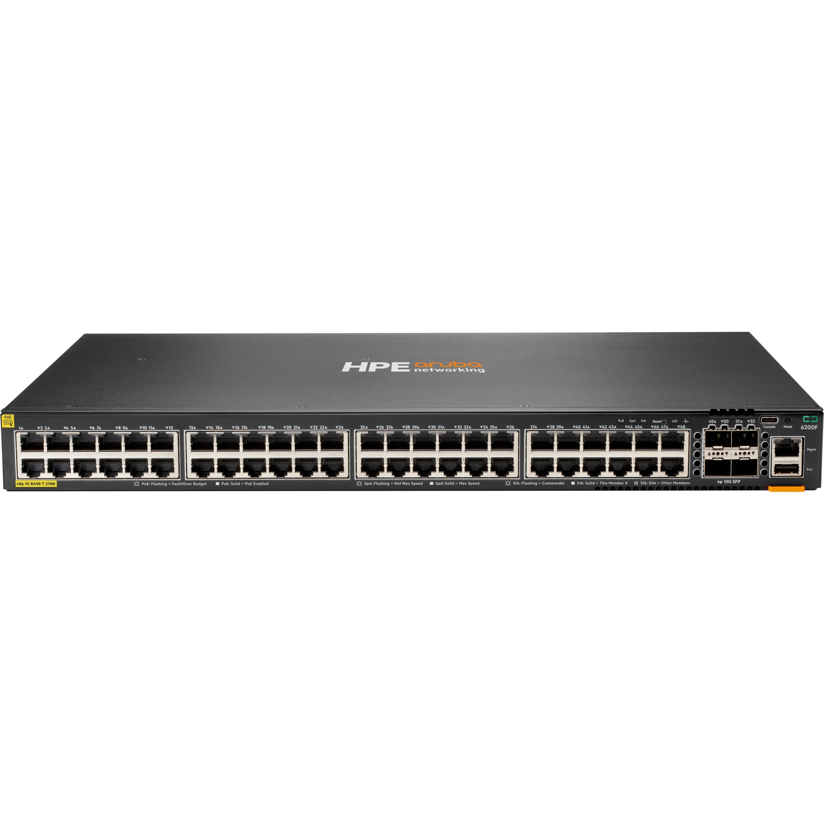 Aruba Switch Hpe Networking Cx 6200F 48G Class-4 Poe 4Sfp+ 370W (48 Porte), Switch Di Rete