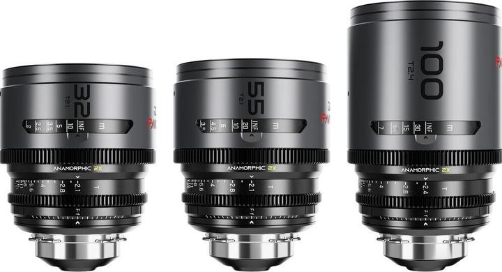 Image du produit Dzofilm Pavo Kit de 3 objectifs anamorphiques 2x (32/55/100mm T2.1/T2.4) pour monture PL/EF (S35) impériale (PL)