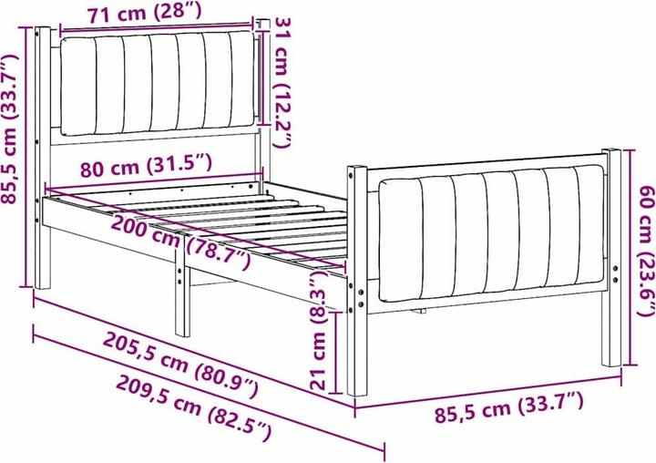 Image du produit vidaXL Plattformbettgestell (80 x 200 cm)