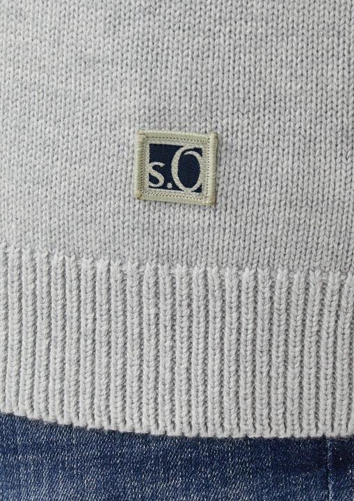Produktbild s.Oliver Strickjacke Baumwoll-Strickjacke mit Stehkragen und Logo-Patch (XXL)