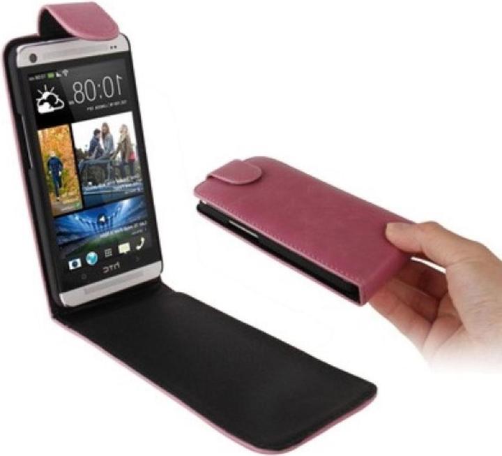 Produktbild König Design Schutzhülle Flip Tasche für Handy HTC One M7 Rosa (OnePlus X)