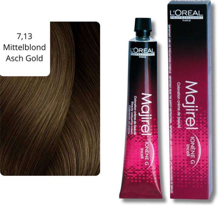 Produktbild L'Oréal Paris L'Oreal Majirel Coloration Cream (7,13 Mittelblond Asch Gold)