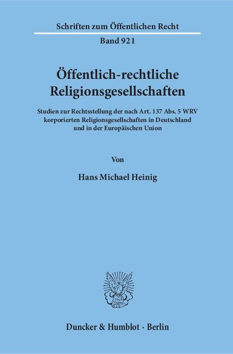 Produktbild Öffentlich-rechtliche Religionsgesellschaften (Deutsch, Hans Michael Heinig, 2003)