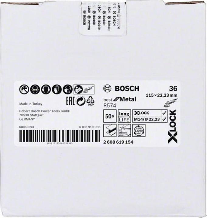 Image du produit Bosch Professional Zubehör PRO R574 X-Lock disque fibre, 115 mm, G36 (36)